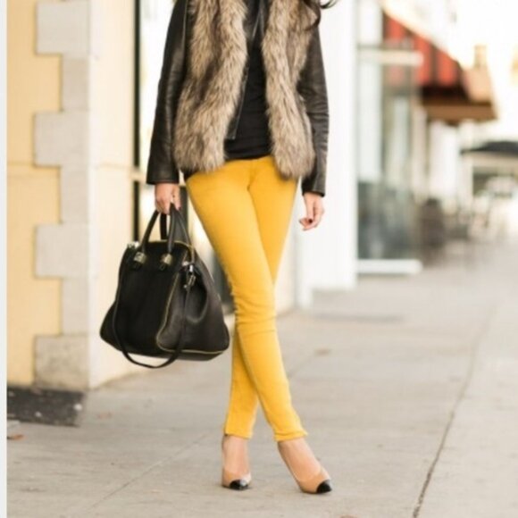 Michael Kors Bright Yellow Sunshine Denim Straight Jeans - Picture 1 of 9